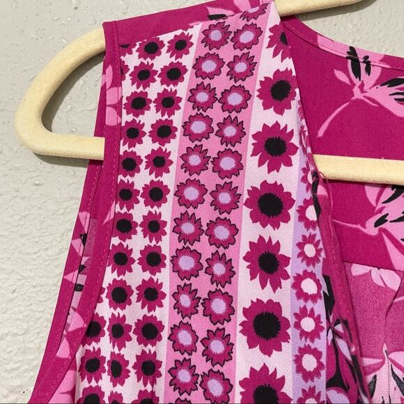 Bob Mackie Hot Pink Sleeveless Button Front Mini Dress Womens Medium Summer - Picture 7 of 9